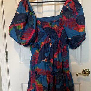 Farm Rio Macaw Rainbow Mini Shift Dress